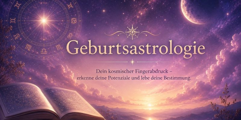 Geburtsastrologie mit Tierkreis, Sternenhimmel und astrologischem Buch
